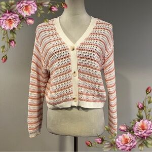 Jessica Simpson Striped Button-Up long sleeve cardigan Sweater